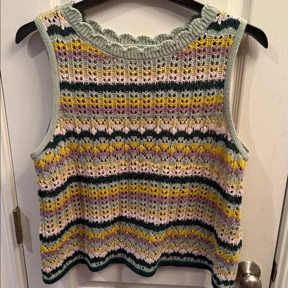 The General Good Sweater Vest Pullover Striped Pointelle Knit Sleeveless.Size XL - Picture 1 of 5